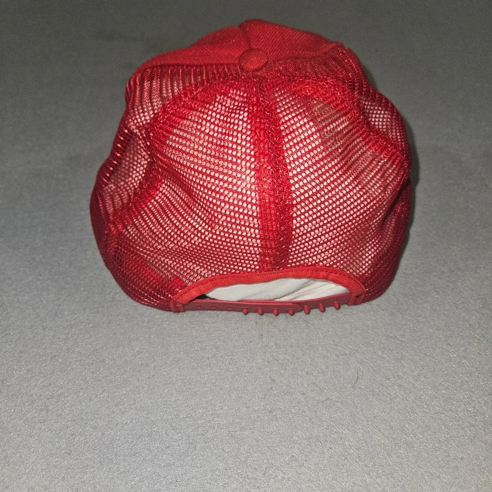 VTG LeeBoy Pavers Maintainers Trucker Hat Red Scrambled Eggs Made in USA Sz OSFA